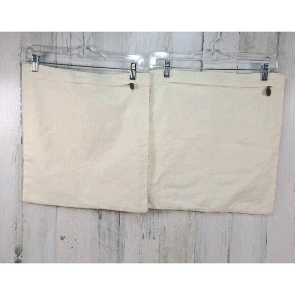 Two Pier 1 Embroidered Floral Throw Accent Pillow Covers Natural Tan Silver 16" - Picture 7 of 10